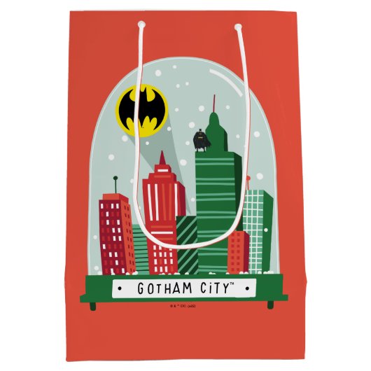 Batman Gotham City™ Snow Globe Grafik Mittlere Geschenktüte (Rückseite)