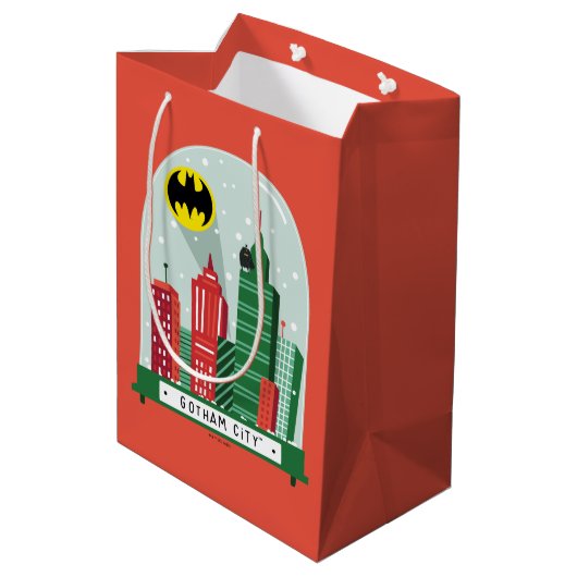 Batman Gotham City™ Snow Globe Grafik Mittlere Geschenktüte (Rückseite Schrägansicht)