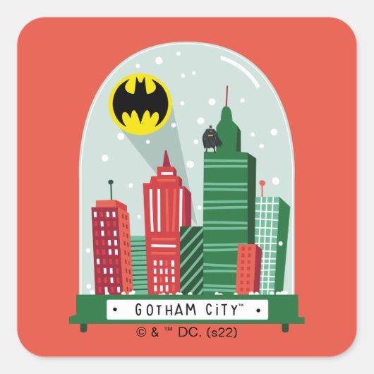 Batman Gotham City™ Snow Globe Grafik Quadratischer Aufkleber (Vorderseite)