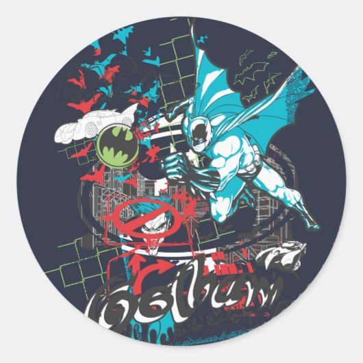 Batman Gotham Guardian Lineart Collage Runder Aufkleber (Vorderseite)