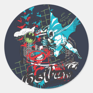 Batman Gotham Guardian Lineart Collage Runder Aufkleber