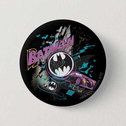 Batman Gotham Skyline Sketch Button (Vorderseite)