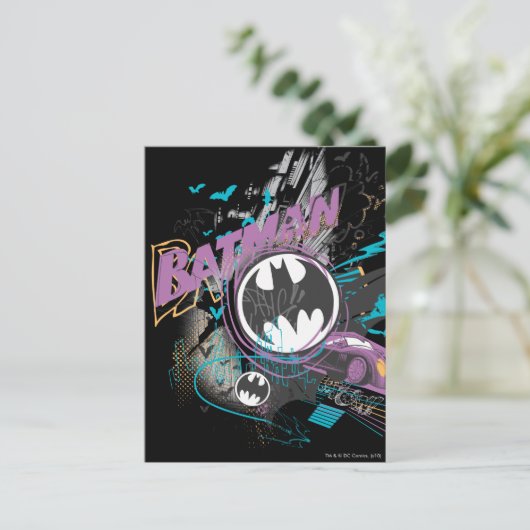 Batman Gotham Skyline Sketch Postkarte (Stehend Vorderseite)