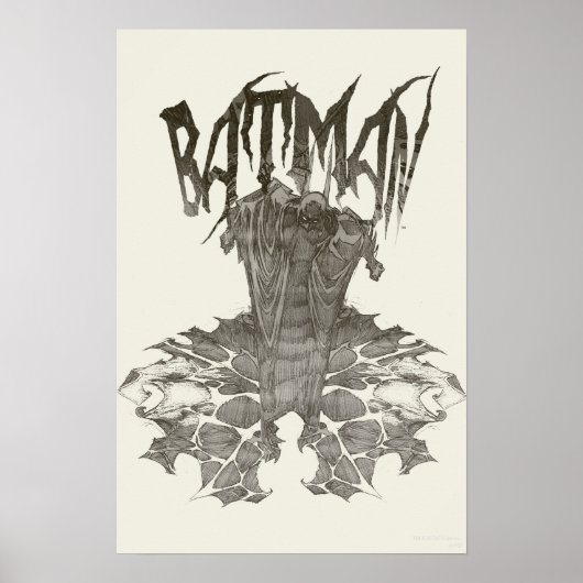 Batman | Grafisches Novel Pencil-Design Beige Logo Poster (Vorne)