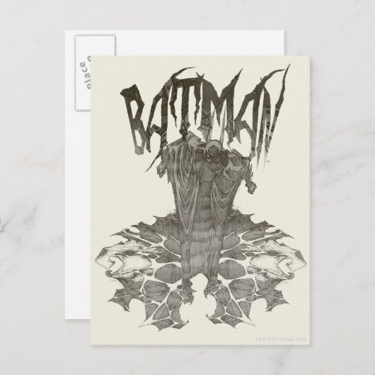 Batman | Grafisches Novel Pencil-Design Beige Logo Postkarte (Vorne/Hinten)