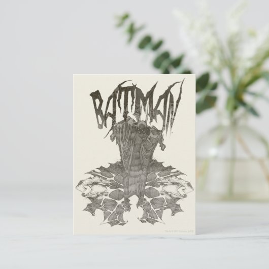 Batman | Grafisches Novel Pencil-Design Beige Logo Postkarte (Stehend Vorderseite)