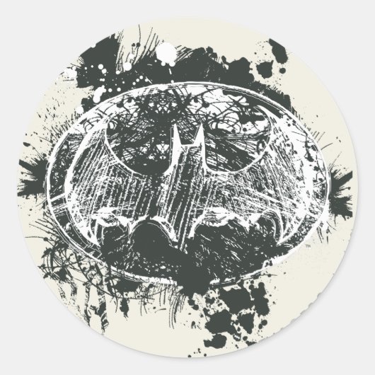 Batman Grunge Spritzer Sketch Runder Aufkleber (Vorderseite)