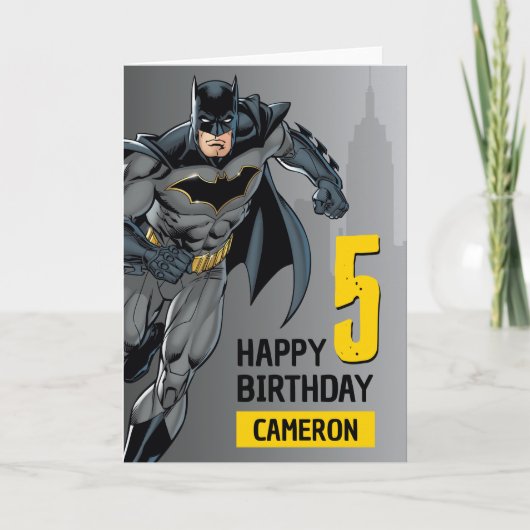 Batman | Happy Birthday | Alter Ihres Kindes hinzu Karte (Vorderseite)