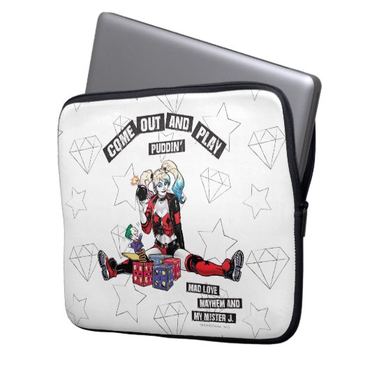Batman | Harley Quinn "Come out and Play Puddin" Laptopschutzhülle (Vorderseite Links)