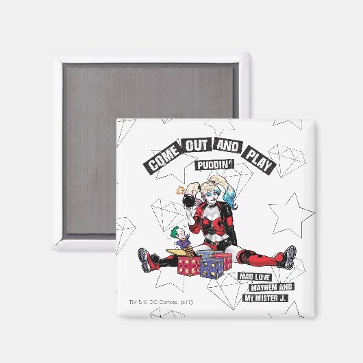 Batman | Harley Quinn "Come out and Play Puddin" Magnet (Vorderseite/Rückseite)