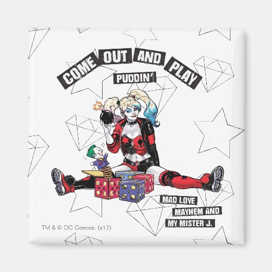 Batman | Harley Quinn "Come out and Play Puddin" Magnet (Vorne)