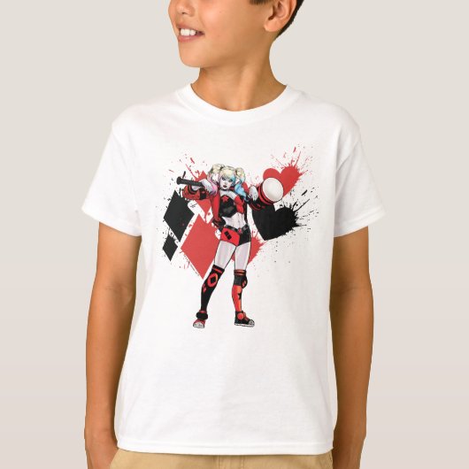 Batman | Harley Quinn Hearts & Diamonds Spritzer T-Shirt (Vorderseite)