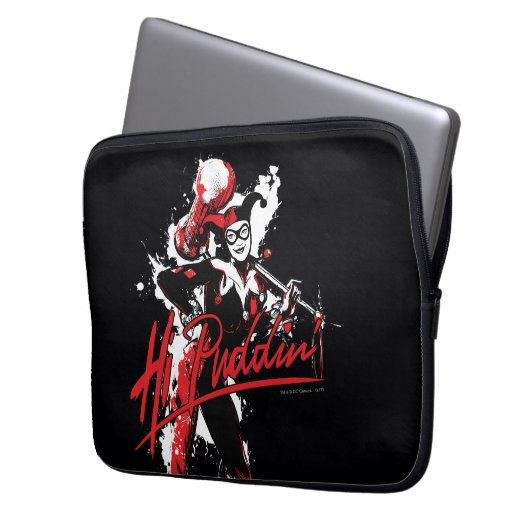 Batman | Harley Quinn "Hi Puddin' Ink Art Laptopschutzhülle (Vorderseite Links)