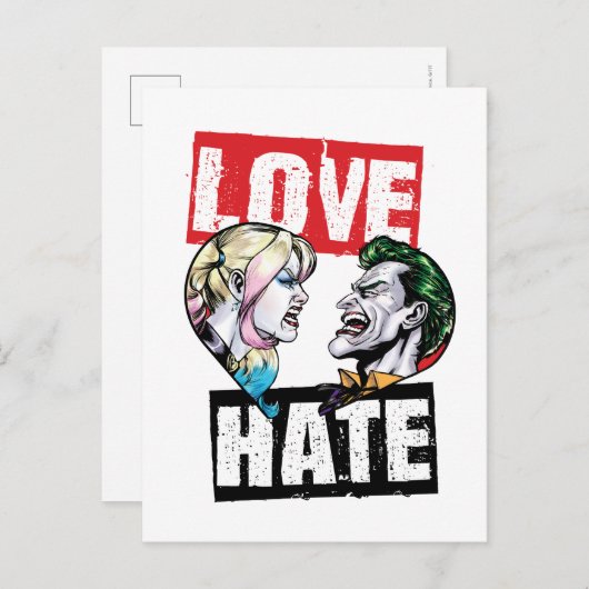Batman | Harley Quinn & Joker Liebe/Hate Postkarte (Vorne/Hinten)