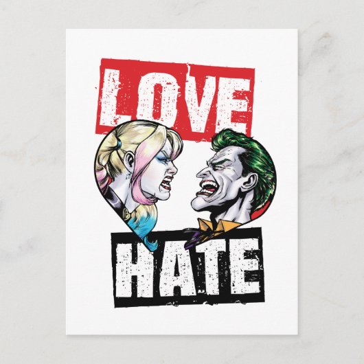 Batman | Harley Quinn & Joker Liebe/Hate Postkarte (Vorderseite)