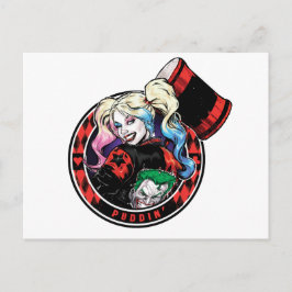 Batman | Harley Quinn Winking mit Mallet Postkarte