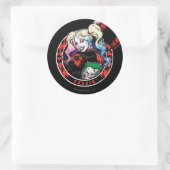 Batman | Harley Quinn Winking mit Mallet Runder Aufkleber (Tasche)