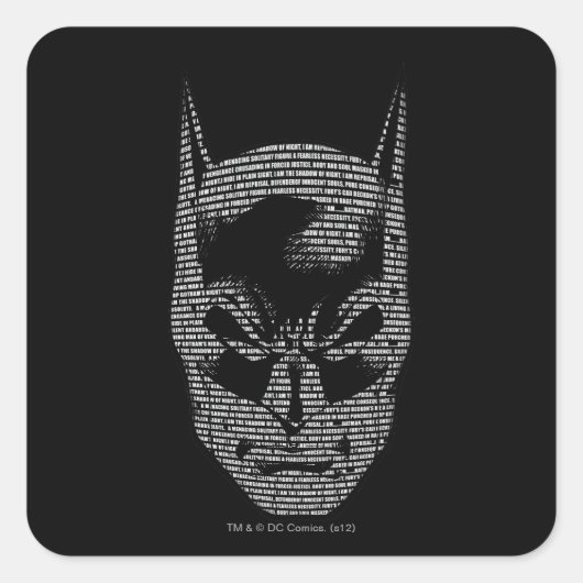 Batman Head Mantra Quadratischer Aufkleber (Vorderseite)