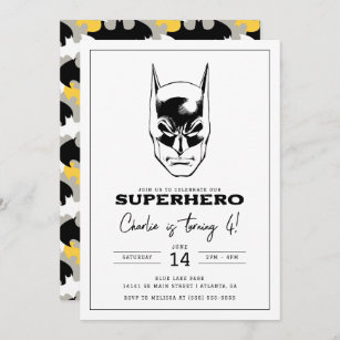 Batman Head Super Hero Boys Birthday Einladung