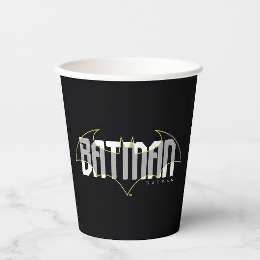 Batman Hi-Tech Name Grafik Pappbecher (Vorderseite)