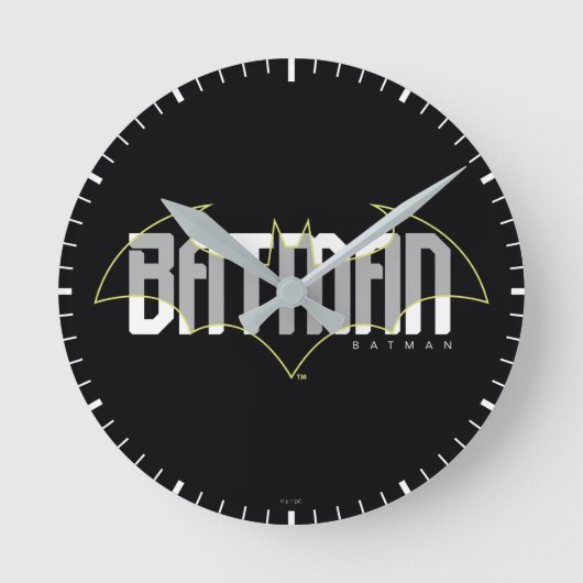 Batman Hi-Tech Name Graphic Runde Wanduhr (Vorderseite)