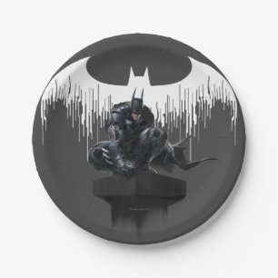 Batman hockte auf einer Säule Pappteller