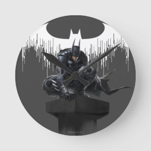 Batman hockte auf einer Säule Runde Wanduhr