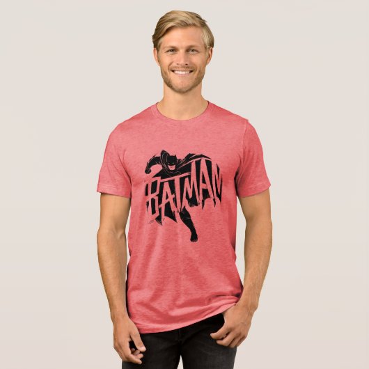 Batman Ink Brush Name Tri-Blend Shirt (Vorderseite voll)