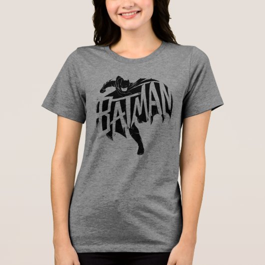 Batman Ink Brush Name Tri-Blend Shirt (Vorderseite)