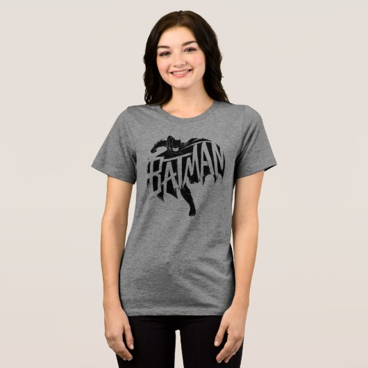Batman Ink Brush Name Tri-Blend Shirt (Vorderseite voll)