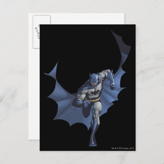 Batman läuft mit fliegendem Kap Postkarte (Vorne/Hinten)