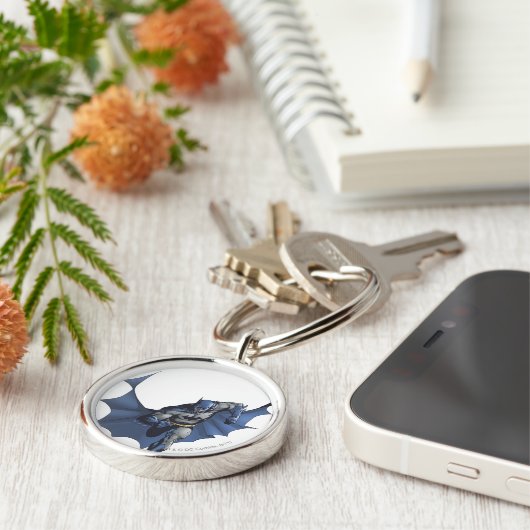 Batman läuft mit fliegendem Kap Schlüsselanhänger (Seite)