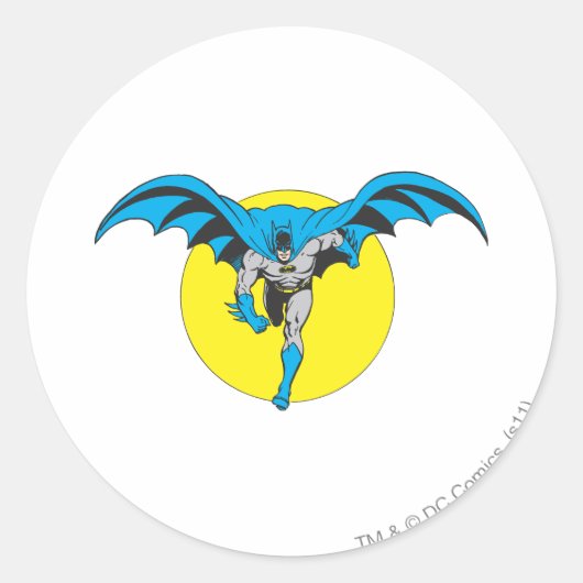 Batman läuft vorwärts runder aufkleber (Vorderseite)