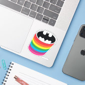 Batman Layered-Regenbogen-Logo Aufkleber (Laptop mit iPhone)