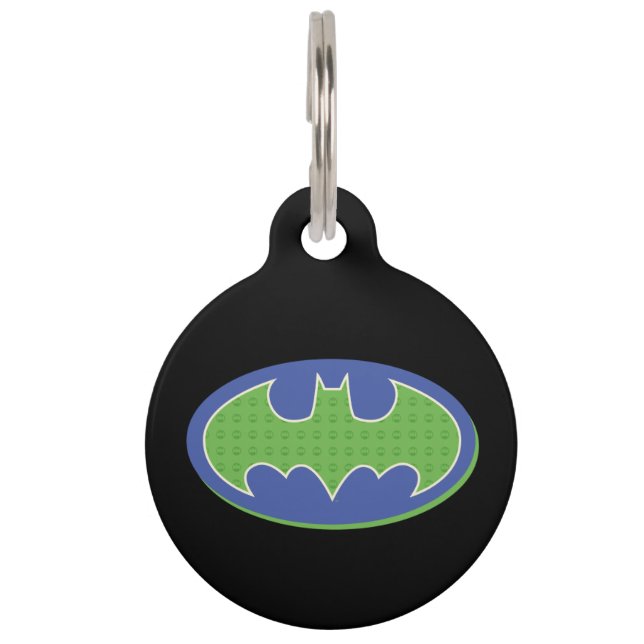 Batman | Lila und grünes Symbol Haustiermarke (Vorderseite)