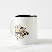 Batman-Logo mit Autos Zweifarbige Tasse (Vorderseite Links)
