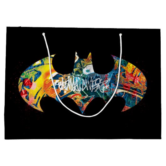 Batman Logo Neon/80er Graffiti Große Geschenktüte (Rückseite)