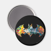 Batman Logo Neon/80er Graffiti Magnet (Vorderseite/Rückseite)