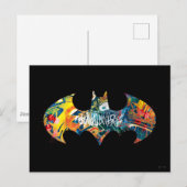 Batman Logo Neon/80er Graffiti Postkarte (Vorne/Hinten)