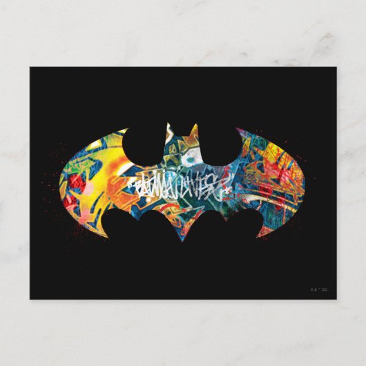 Batman Logo Neon/80er Graffiti Postkarte (Vorderseite)