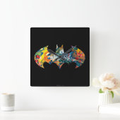 Batman Logo Neon/80er Graffiti Quadratische Wanduhr (Zuhause)
