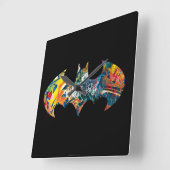 Batman Logo Neon/80er Graffiti Quadratische Wanduhr (Winkel)