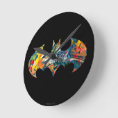 Batman Logo Neon/80er Graffiti Runde Wanduhr (Winkel)