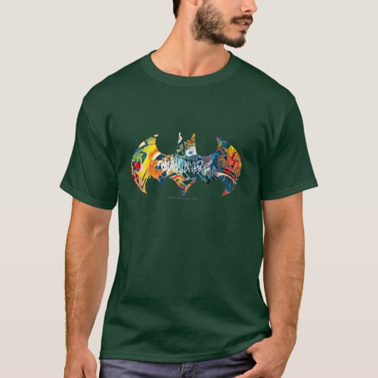 Batman Logo Neon/80er Graffiti T-Shirt (Vorderseite)