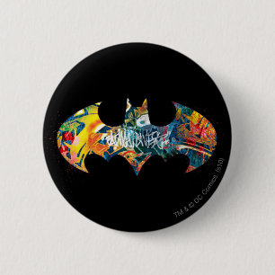 Batman Logo Neon 80's Graffiti Button
