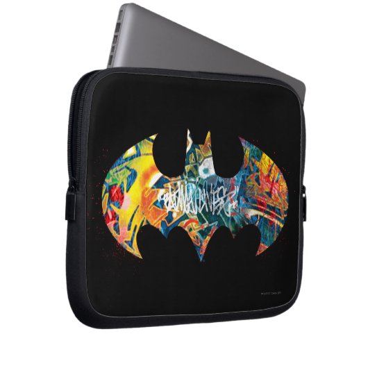Batman Logo Neon 80's Graffiti Laptopschutzhülle (Vorne Rechts)