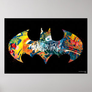 Batman Logo Neon 80's Graffiti Poster