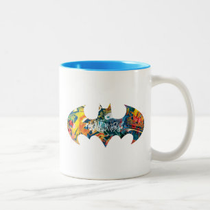 Batman Logo Neon 80's Graffiti Zweifarbige Tasse