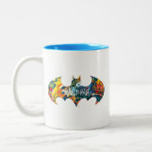 Batman Logo Neon 80's Graffiti Zweifarbige Tasse (Links)