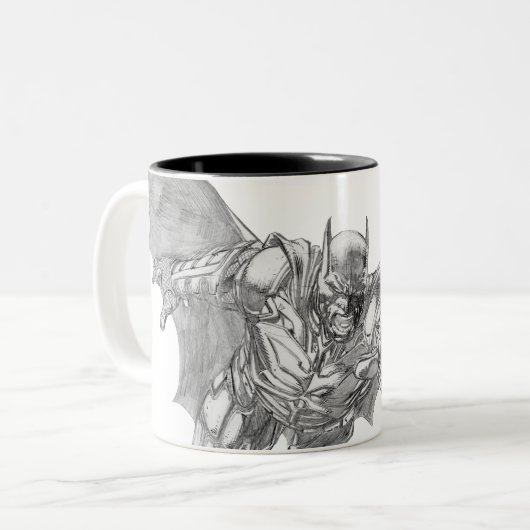 Batman Lunging Forward Zeichnend 2 Zweifarbige Tasse (Vorderseite Links)